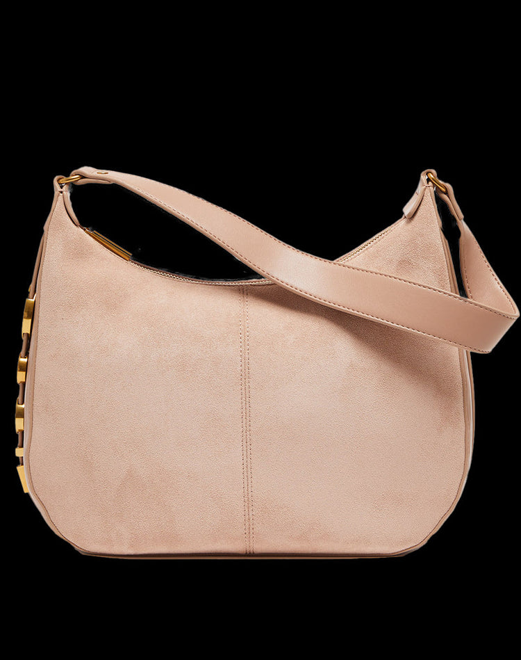 Borsa a Spalla Effetto Suede Donna - Caffellatte