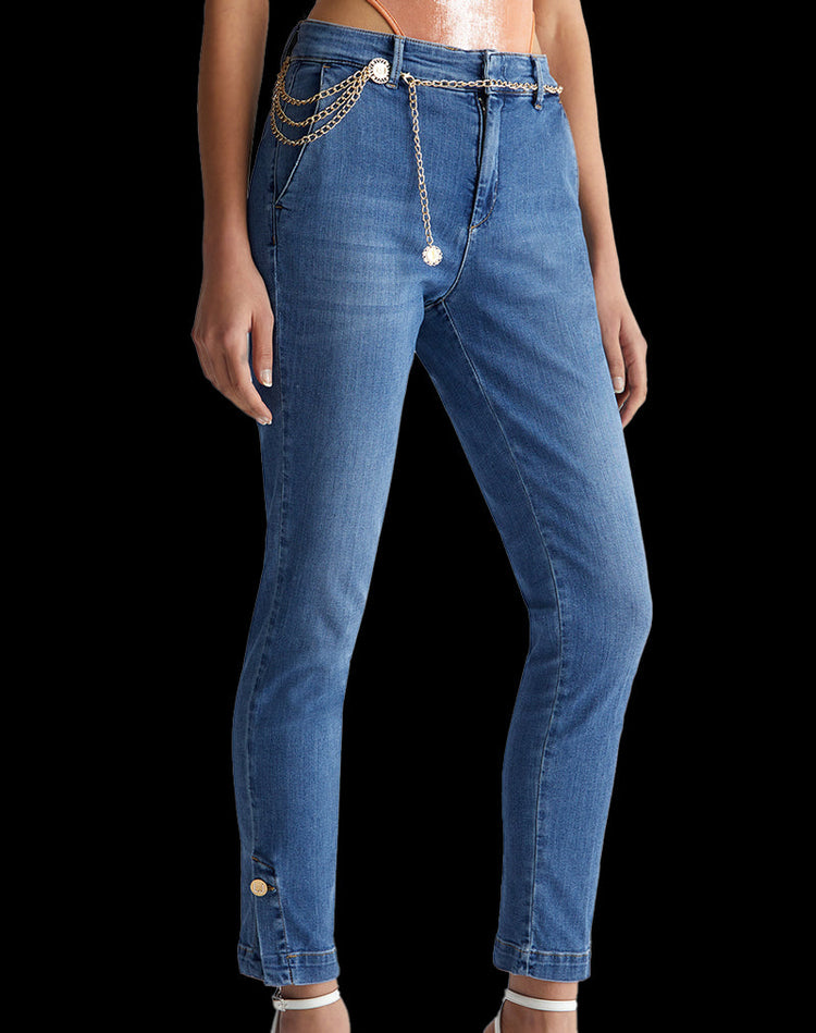 Women's Denim Chino Jeans - Blue Denim