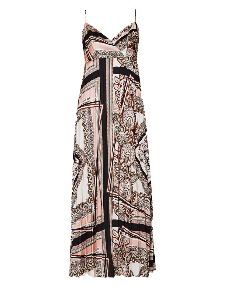 Women's printed satin dress - Foulard print