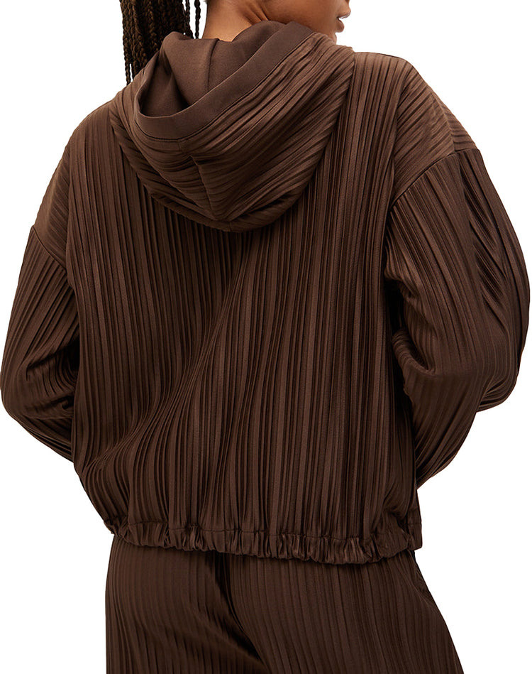 Sweat plissé femme - Marron foncé