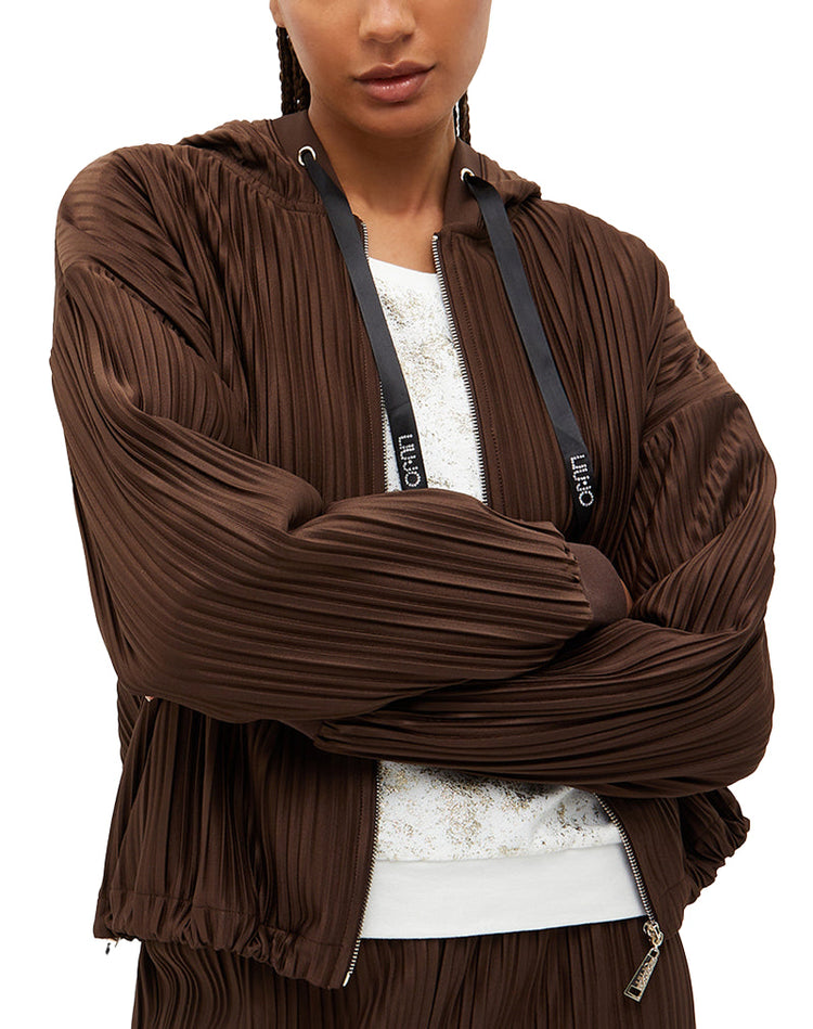 Sweat plissé femme - Marron foncé