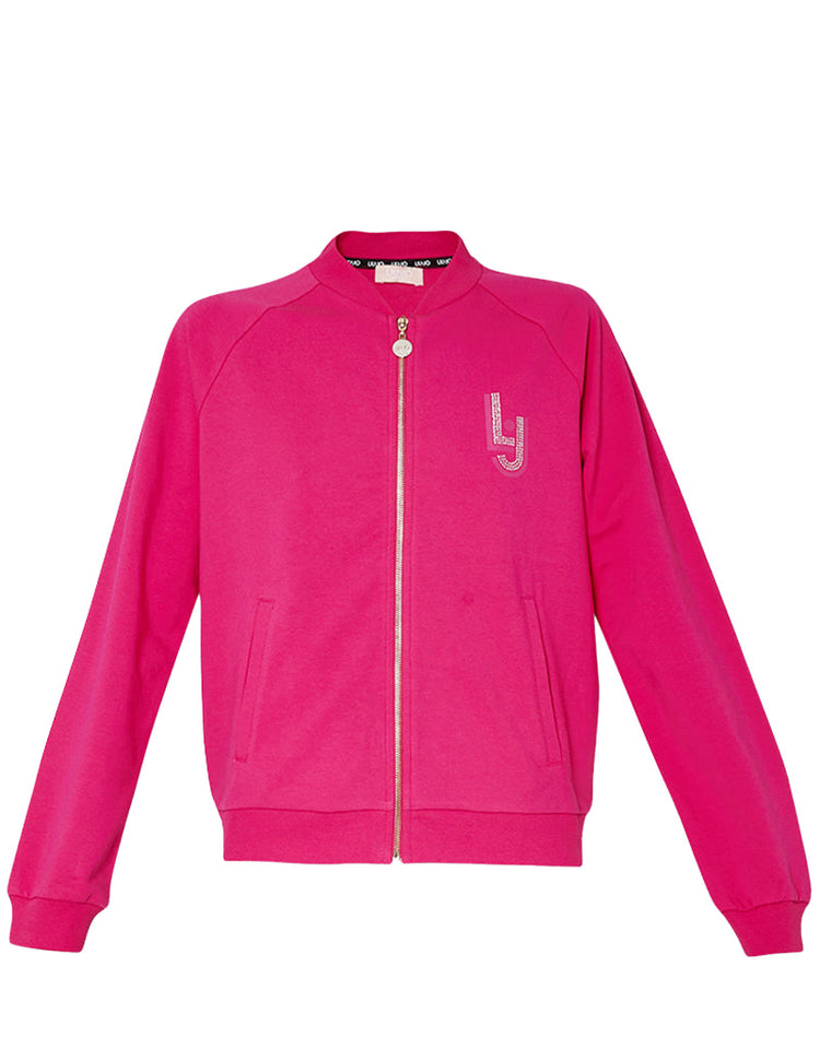 Felpa ecosostenibile con zip - Fuxia