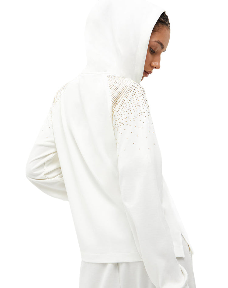 Felpa aperta con borchie donna - Avorio