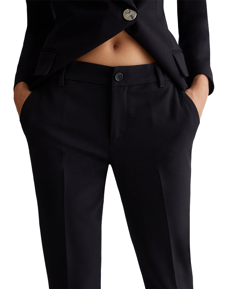 Pantaloni In Twill Stretch Donna - Nero
