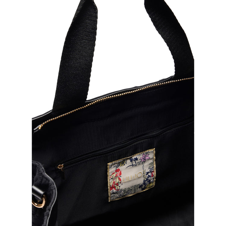 Borsa Donna tote logo jacquard Nero interno