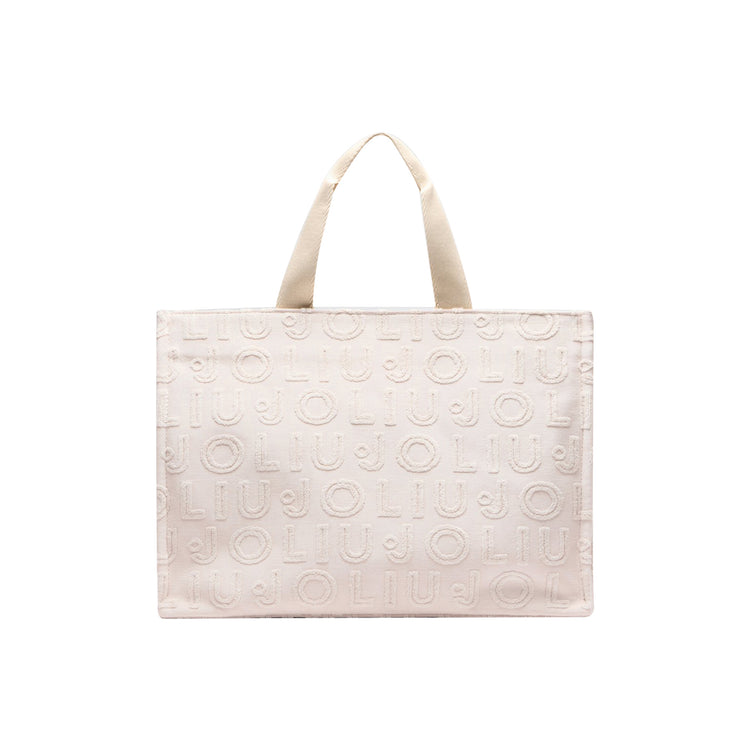 Borsa Donna tote logo jacquard Beige