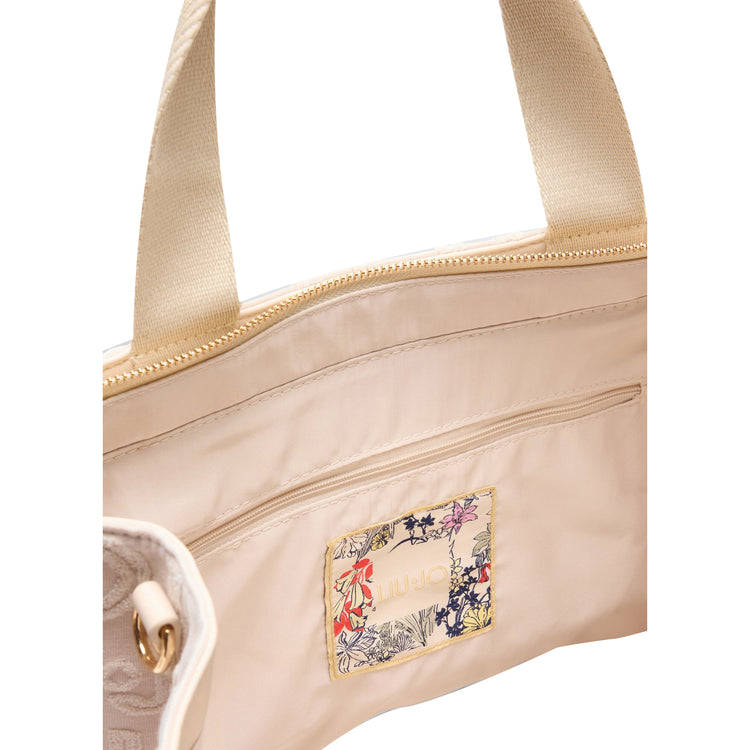 Borsa Donna tote logo jacquard Beige interno