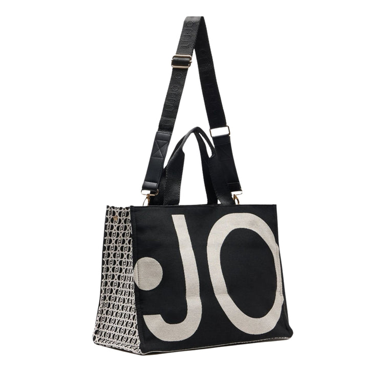 Borsa tote monogram jacquard nera