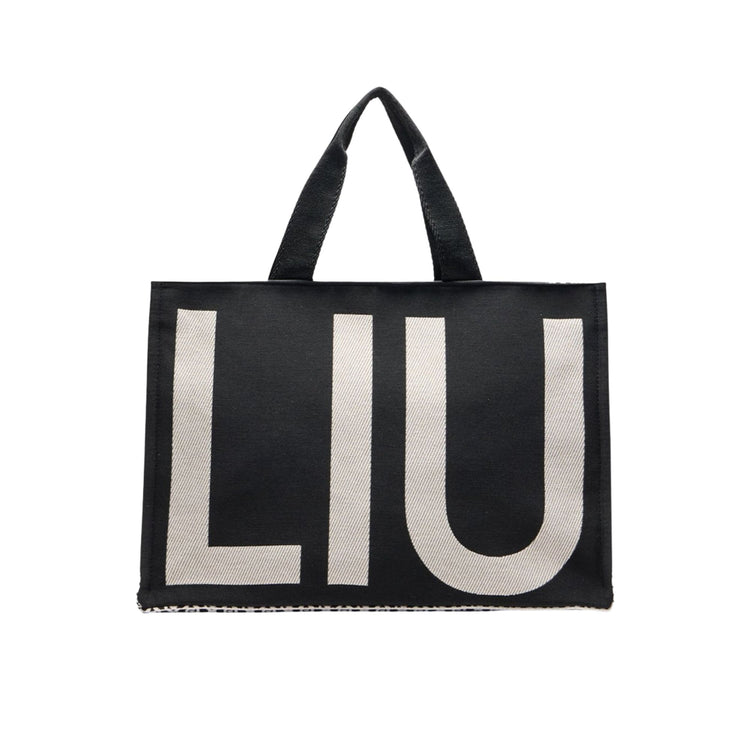 Borsa tote monogram jacquard nera