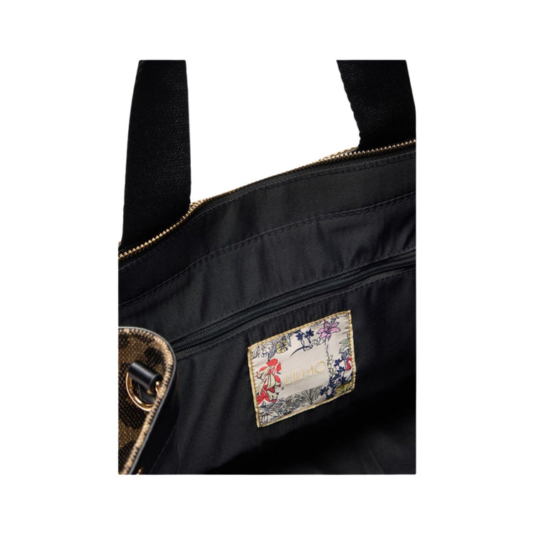 Borsa tote marrone con stampa animalier