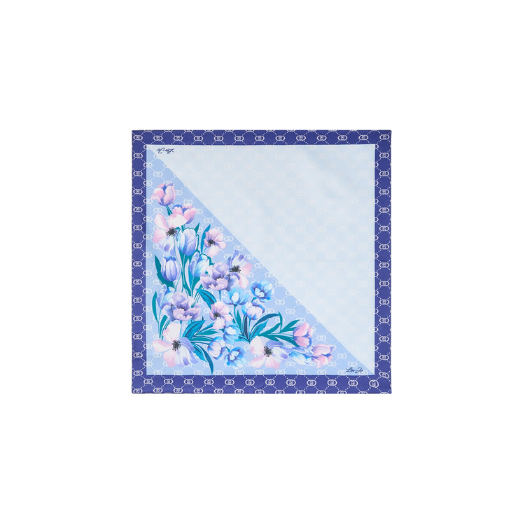 Foulard Donna Celeste con angolo floreale