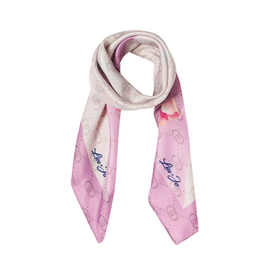 Foulard Donna Rosa con angolo floreale