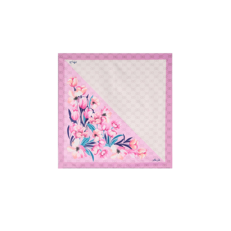 Foulard Donna Rosa con angolo floreale