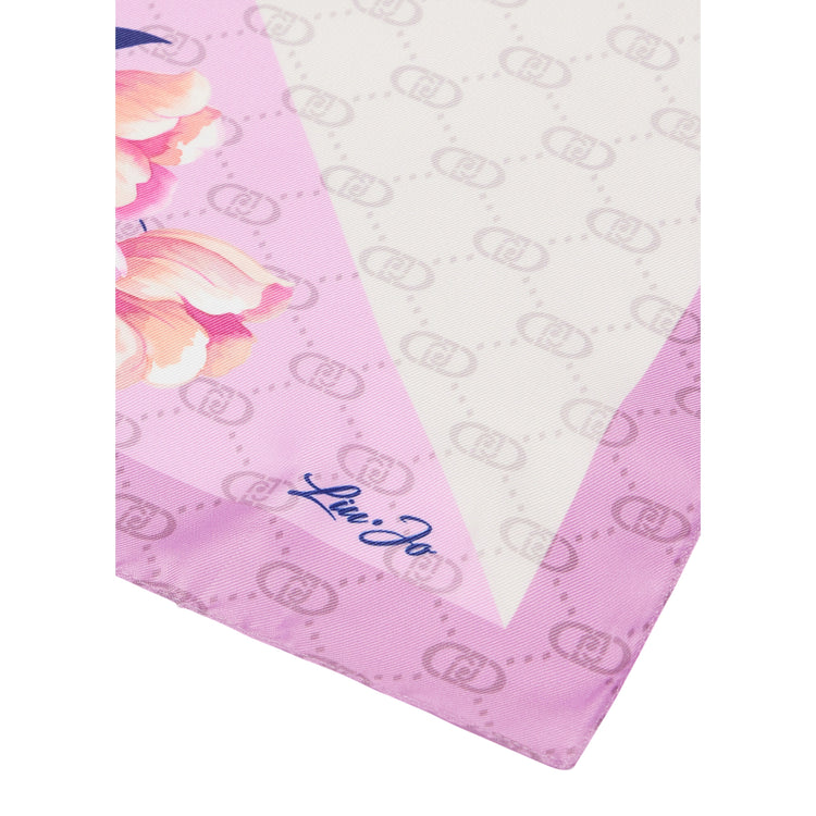 Foulard Donna Rosa con angolo floreale dettaglio angolo
