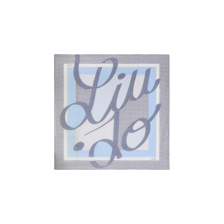 Foulard Donna con stampa check e logo Blu