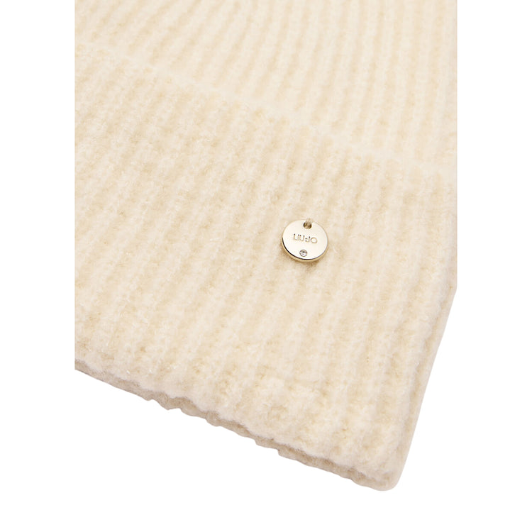 Berretto Donna beanie in maglia Bianco dettaglio