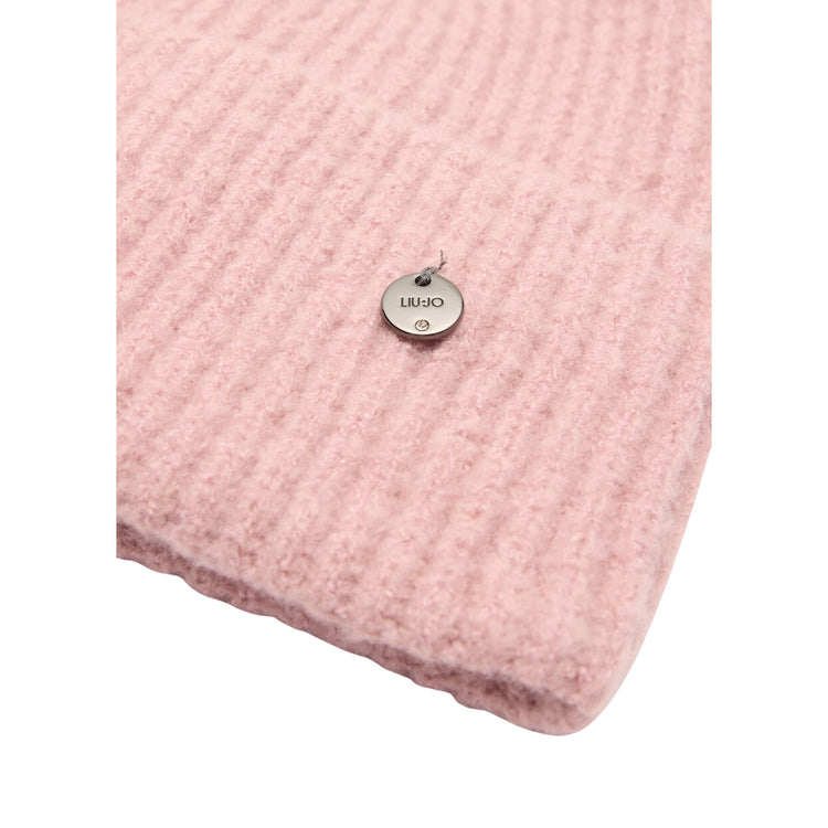 Berretto Donna beanie in maglia Rosa dettaglio