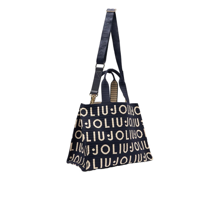 Borsa tote Donna media in maglia logata con tracolla