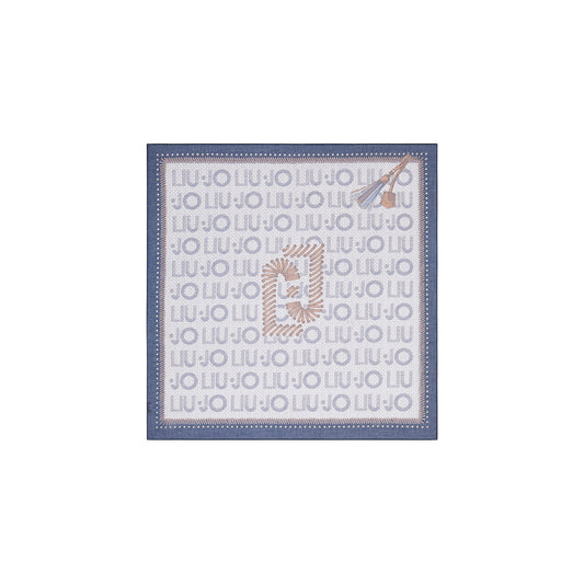 Foulard Donna in tessuto stampato con logo Blu