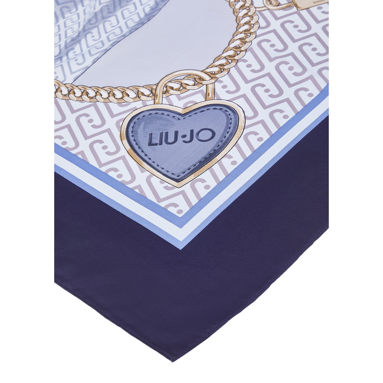 Foulard grande Donna con fiocco e catene Blu dettaglio