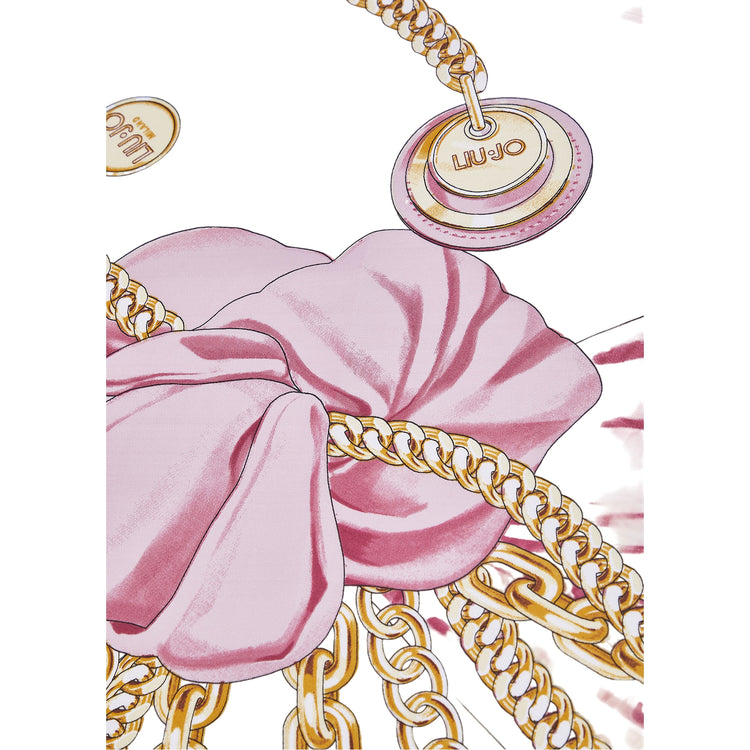 Foulard grande Donna con fiocco e catene Rosa dettaglio