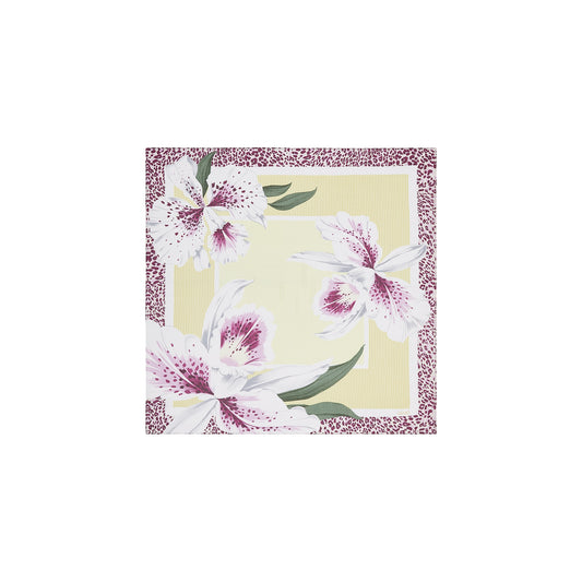 Foulard Donna con orchidea su sfondo rigato