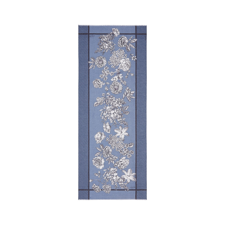 Stola Donna con fiori stampati Blu