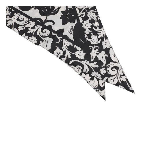 Foulard bianco e nero stampa floreale