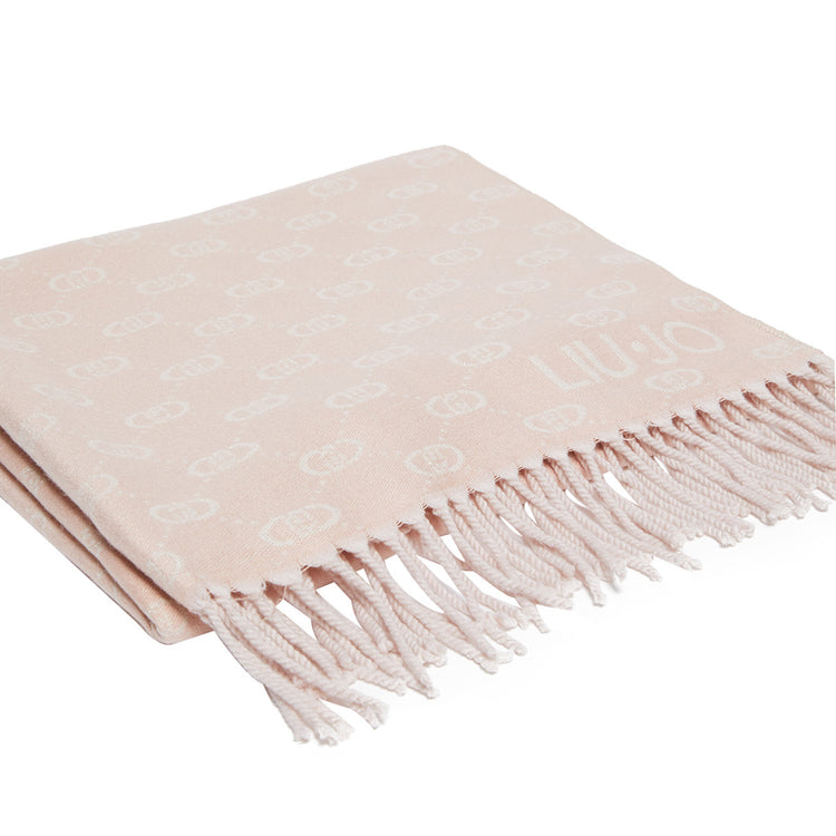 Stola Donna con logo lurex jacquard rosa