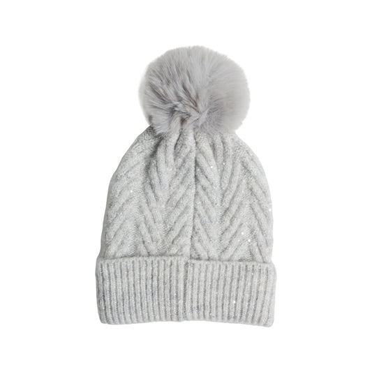 Berretto Donna in lana con pompon Grigio retro