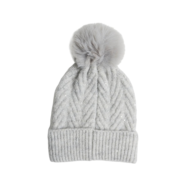 Berretto Donna in lana con pompon Grigio retro