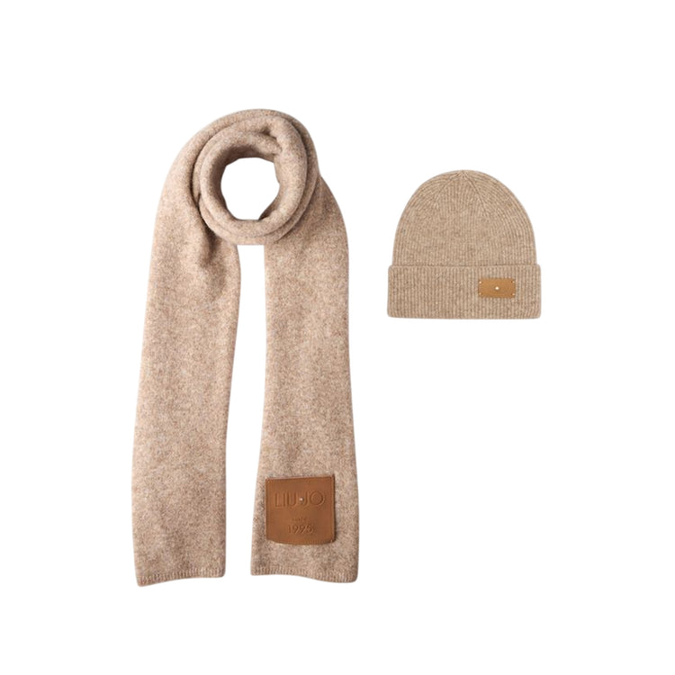 Set Berretto e Sciarpa Donna in beige