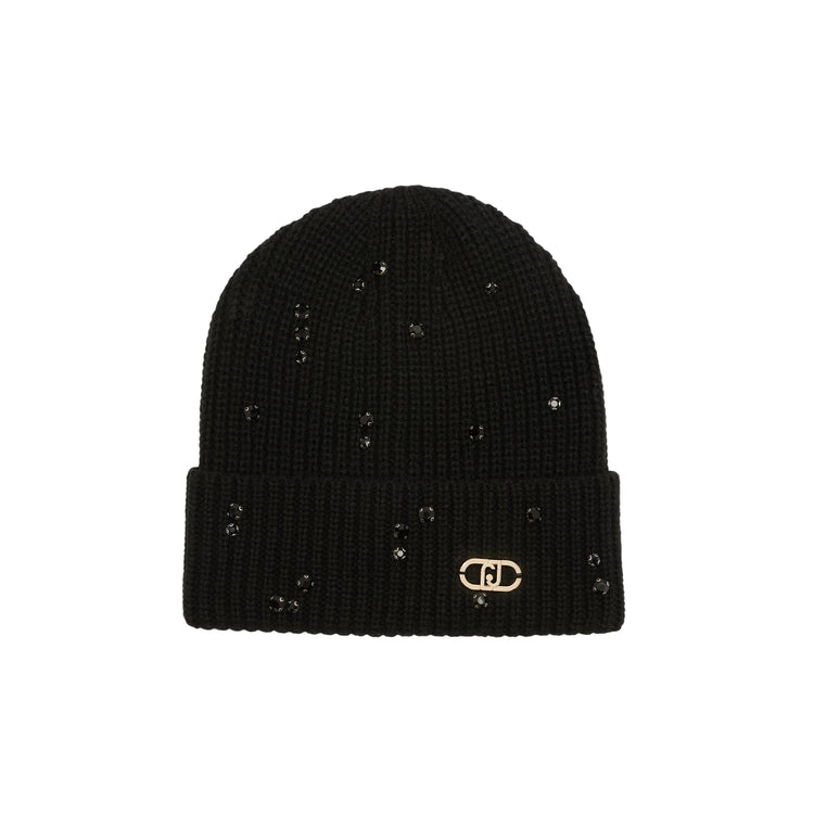 Berretto Donna con strass e perle Nero