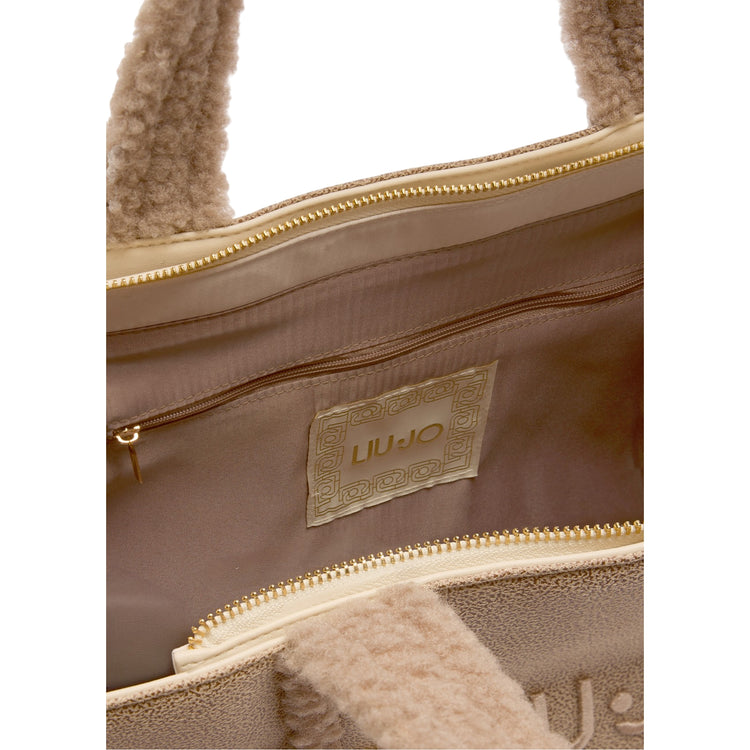 Borsa grande da Donna in tessuto spalmato beige interno
