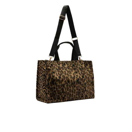 Borsa Shopping da donna grande stampa animalier retro