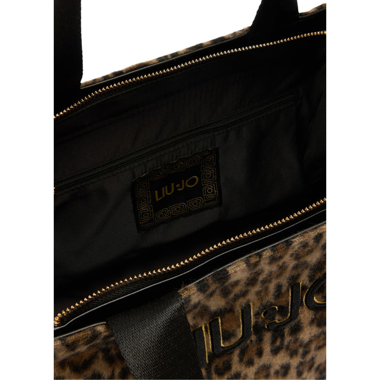 Borsa Shopping da donna grande stampa animalier interno