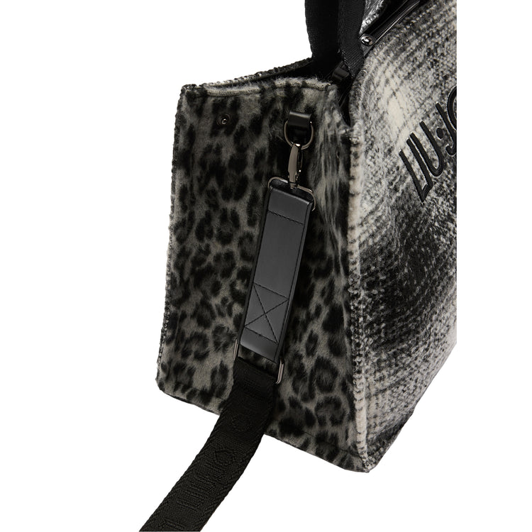 Borsa Shopping da donna grande motivo check dettaglio laterale