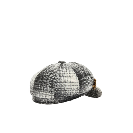 Cappello check Donna con spilla retro