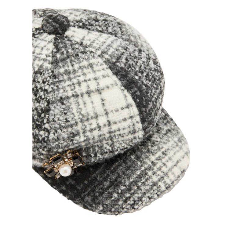 Cappello check Donna con spilla dettaglio