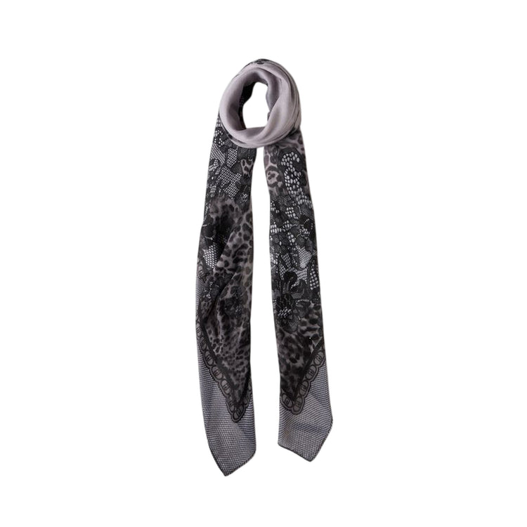 Foulard Donna con stampa pizzo Nero