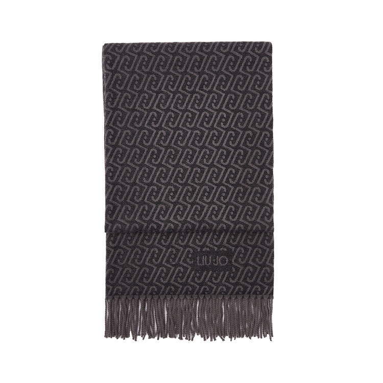 Stola Donna con logo monogram nero/grigio