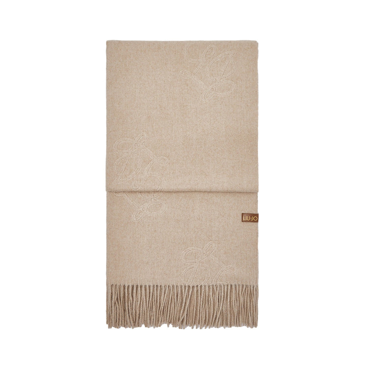 Stola Donna con logo monogram sur ton Beige
