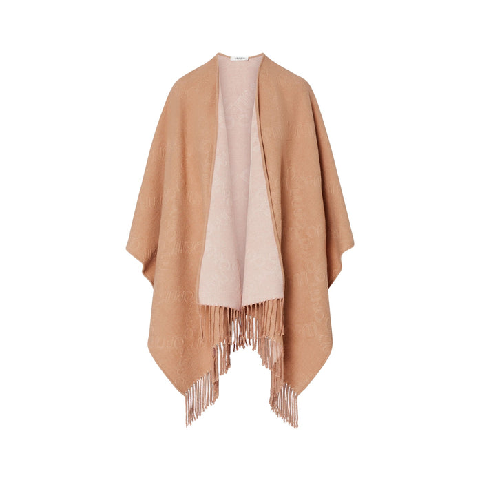Poncho Donna con logo embossed sur ton beige