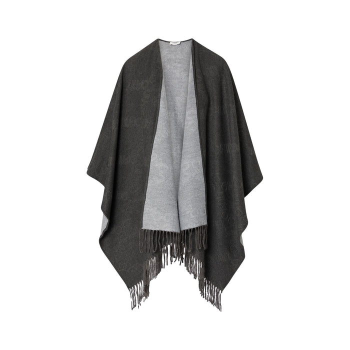 Poncho Donna con logo embossed sur ton grigio