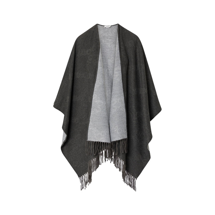 Poncho Donna con logo embossed sur ton grigio