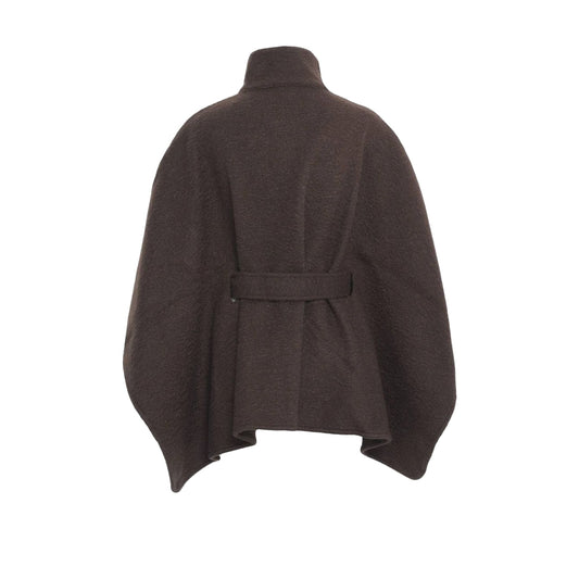 Poncho Donna con cintura in vita Marrone retro