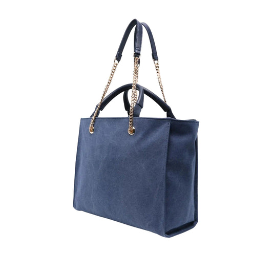 Borsa shopping Donna in Tela Denim blu retro