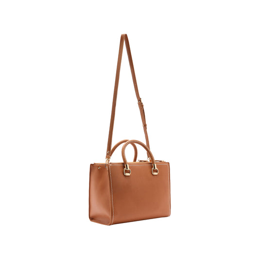 Borsa a mano Donna in tinta unita marrone retro con tracolla