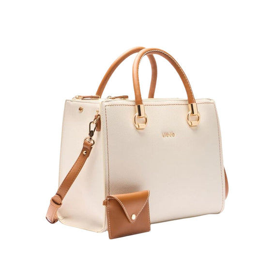 Borsa a mano bianca e marrone