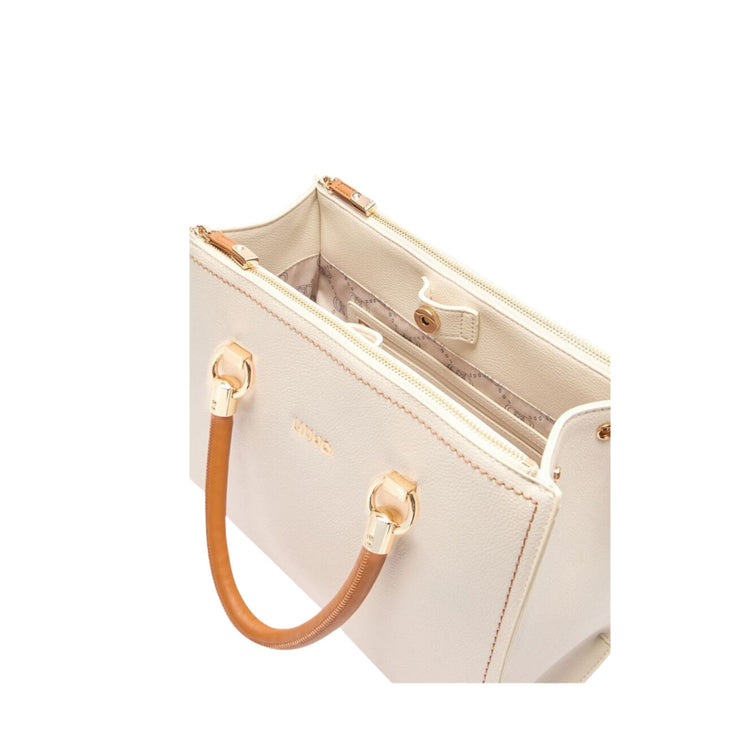 Borsa a mano bianca e marrone